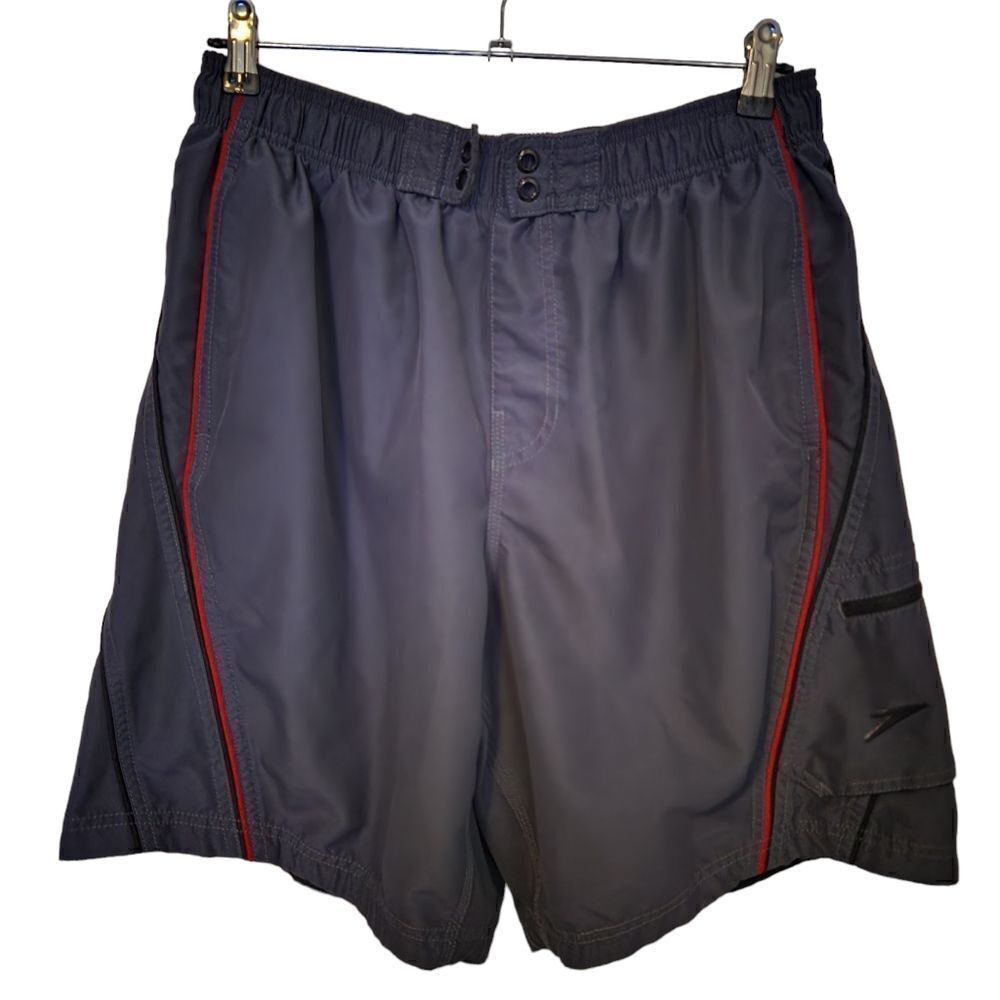 Speedo Mens Swim Trunks Elastric Waisy Pockets Mesh Lined Size Large